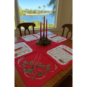 Crochet Placemats‎ Set of 4 Handmade Table Mats Doilies Vintage Style 18x11